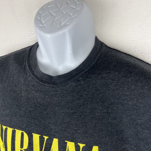 Nirvana Shirt Men Medium Grey Short Sleeve Psychedelic Smiley Graphic Tee - Picture 4 of 11